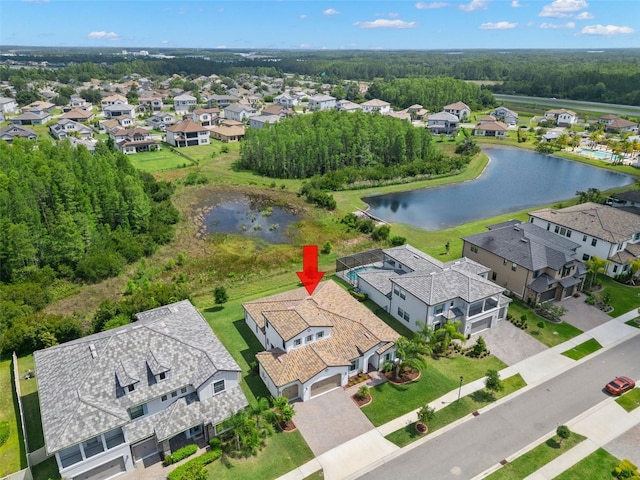 6154 Marsh Trail Dr, Odessa, FL 33556 - aerial perspective of suburban area with a large body of water