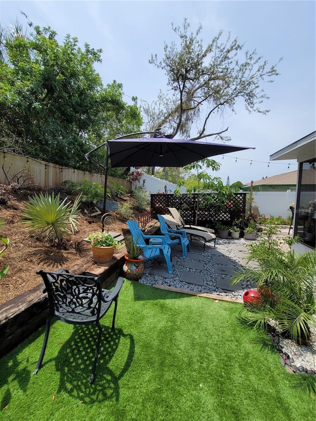 view of yard with a patio area