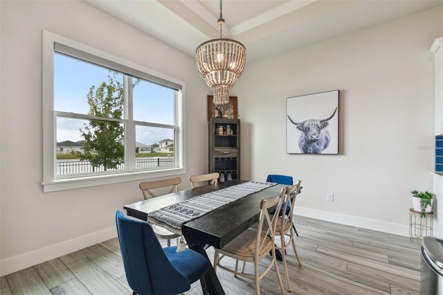 8192 Ivy Stark Blvd, Wesley Chapel, FL 33545 - dining area featuring a chandelier, baseboards, and light wood-style floors