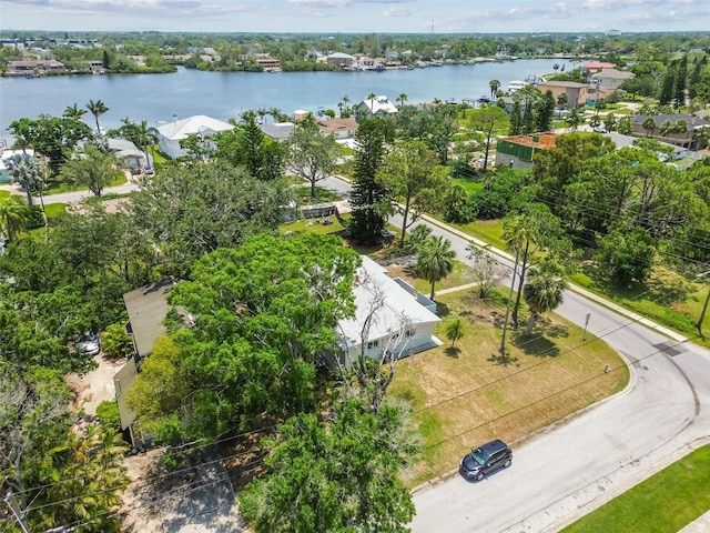695 Sunset Dr, Tarpon Springs, FL 34689 - drone / aerial view of a large body of water and a tree filled landscape