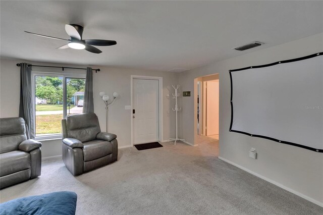 4502 19th Street Cir W, Bradenton, FL 34207 - home theater room featuring baseboards, ceiling fan, and carpet