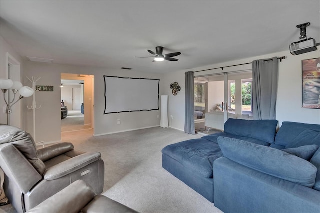 4502 19th Street Cir W, Bradenton, FL 34207 - home theater featuring a ceiling fan, carpet flooring, and baseboards