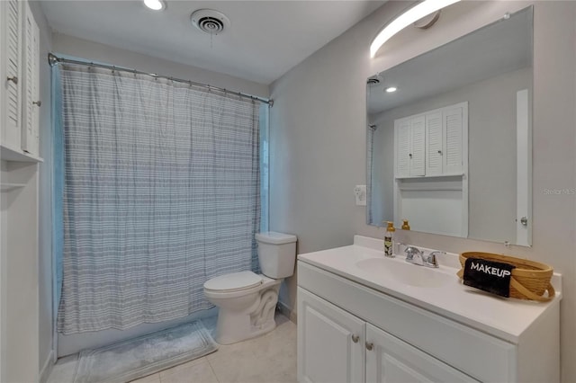 4502 19th Street Cir W, Bradenton, FL 34207 - bathroom featuring vanity, tile patterned flooring, toilet, recessed lighting, and baseboards