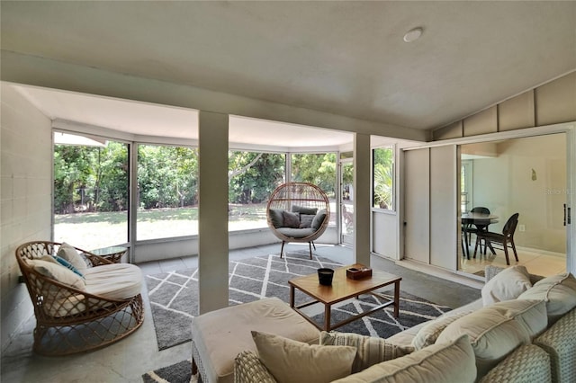 4502 19th Street Cir W, Bradenton, FL 34207 - living room with vaulted ceiling and concrete flooring