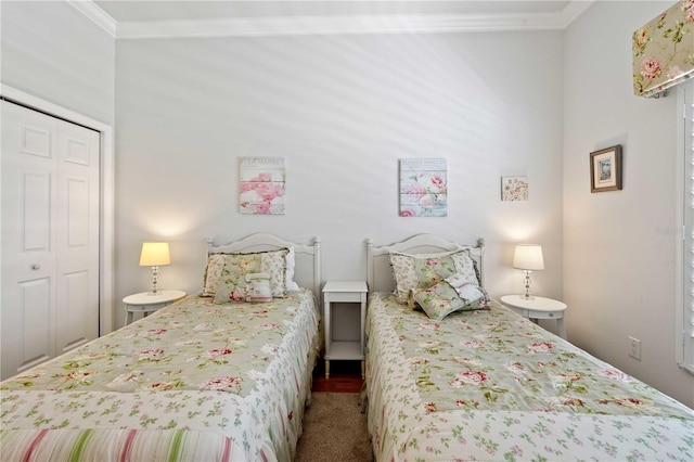 9830 Caribou Trl, Dade City, FL 33525 - carpeted bedroom with ornamental molding and a closet