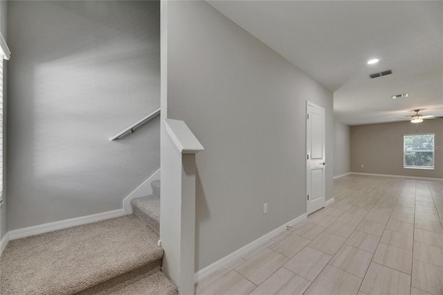 12617 Maple Bonsai Dr, Riverview, FL 33579 - stairs with baseboards, ceiling fan, and recessed lighting