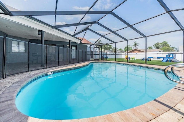 10954 96th St, Largo, FL 33773 - view of swimming pool featuring a patio area and a lanai
