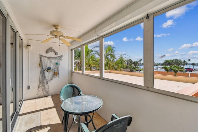 17920 Gulf Blvd Unit 208, Redington Shores, FL 33708 - sunroom / solarium featuring ceiling fan and tile patterned flooring