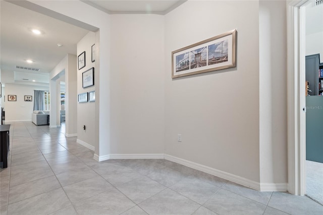12401 Shining Willow St, Riverview, FL 33579 - hall with light tile patterned floors, recessed lighting, and baseboards