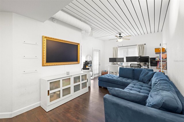 2410 W Azeele St Unit 214, Tampa, FL 33609 - living area featuring a ceiling fan and dark wood-style flooring