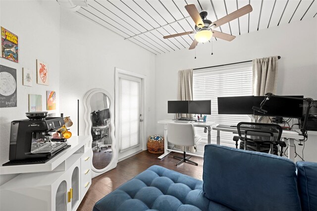 2410 W Azeele St Unit 214, Tampa, FL 33609 - office featuring ceiling fan and wood finished floors