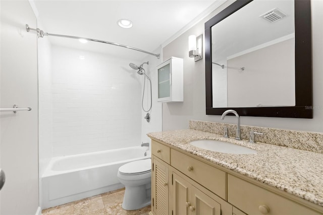 3325 Bayshore Blvd Unit C36, Tampa, FL 33629 - full bathroom featuring toilet, vanity, ornamental molding, bathtub / shower combination, and recessed lighting