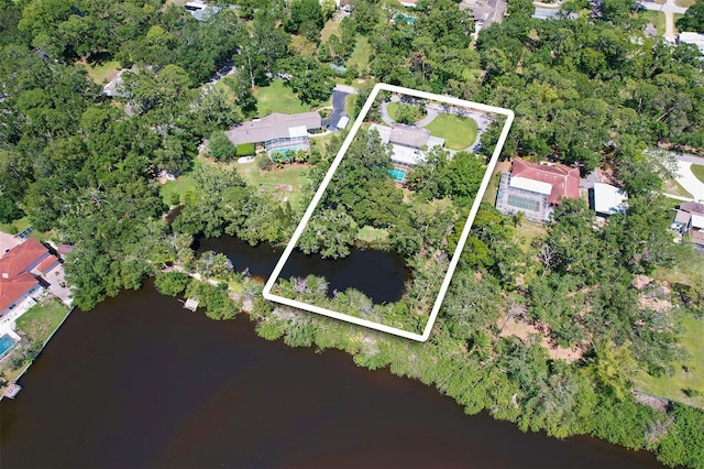 1670 Fox Rd, Clearwater, FL 33764 - aerial view of property and surrounding area featuring property parcel outlined and a large body of water