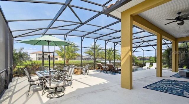 1140 Terralago Way, Kissimmee, FL 34746 - view of patio featuring outdoor dining area, a lanai, and ceiling fan