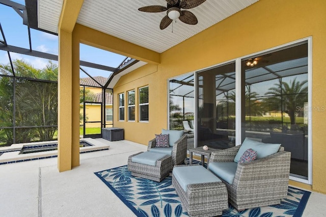 1140 Terralago Way, Kissimmee, FL 34746 - view of patio with a ceiling fan and glass enclosure