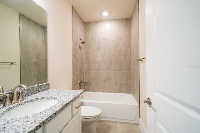 8834 Sanders Tree Loop, Wesley Chapel, FL 33545 - full bath featuring toilet, vanity, tile patterned flooring, bathtub / shower combination, and recessed lighting