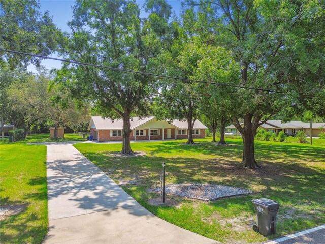 17801 Simmons Rd, Lutz, FL 33548 - ranch-style home with a front lawn and driveway