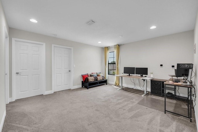 12650 Shetland Walk Dr, Lithia, FL 33547 - carpeted home office featuring recessed lighting and baseboards