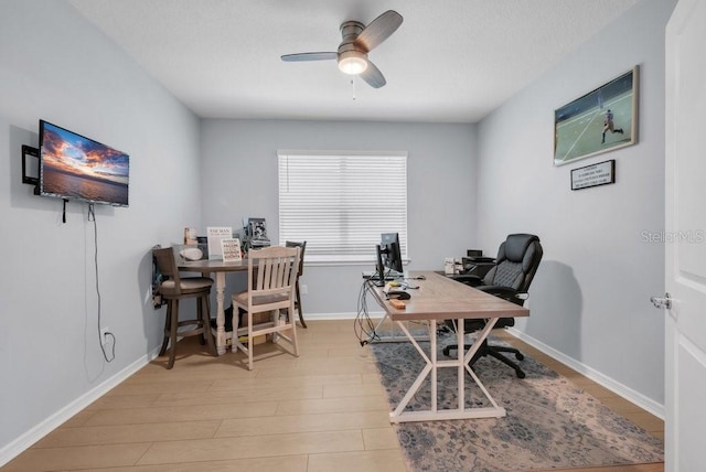 2781 Dolores Home Ave, Valrico, FL 33594 - office featuring a ceiling fan, wood finished floors, and baseboards