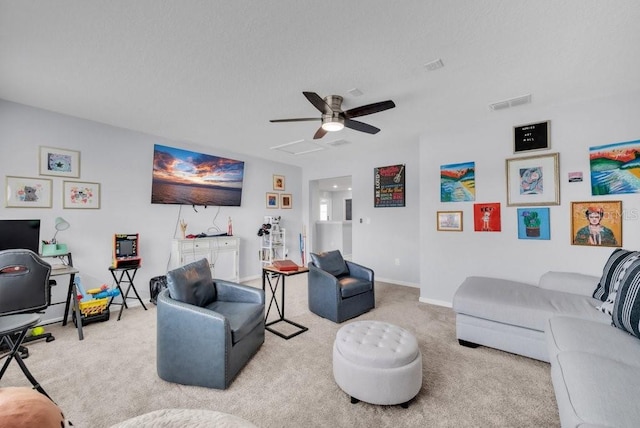 2781 Dolores Home Ave, Valrico, FL 33594 - carpeted living room with a ceiling fan and baseboards