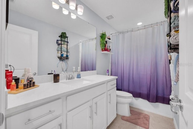 2781 Dolores Home Ave, Valrico, FL 33594 - bathroom with vanity and shower / bathtub combination with curtain
