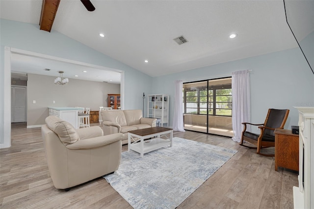 1913 Libby Ct, Holiday, FL 34690 - living area with light wood-style flooring, a chandelier, recessed lighting, a ceiling fan, and baseboards