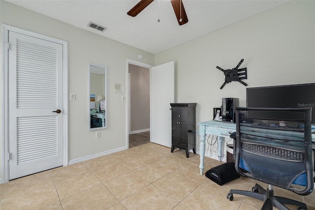 1913 Libby Ct, Holiday, FL 34690 - home office featuring ceiling fan, tile patterned flooring, and baseboards