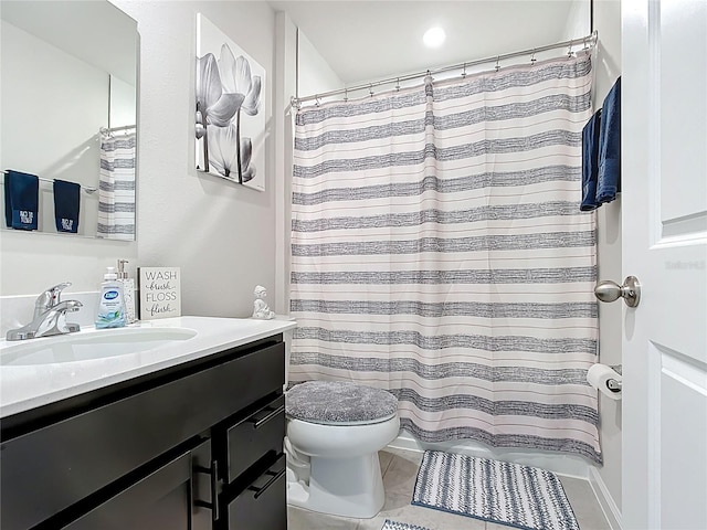 1508 Majestic Ln, Winter Haven, FL 33880 - bathroom featuring toilet, vanity, and a shower with shower curtain