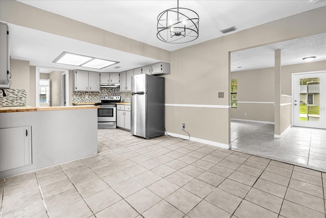 3331 Lime Tree Dr, Edgewater, FL 32141 - kitchen featuring stainless steel appliances, decorative backsplash, light tile patterned flooring, and light countertops