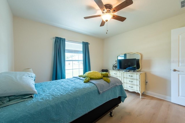 3642 Fantasy Way, Brooksville, FL 34604 - bedroom with light wood-style floors, baseboards, and a ceiling fan