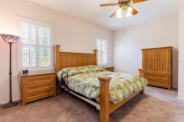 9908 Alafia River Ln, Gibsonton, FL 33534 - bedroom with multiple windows, light carpet, and a ceiling fan