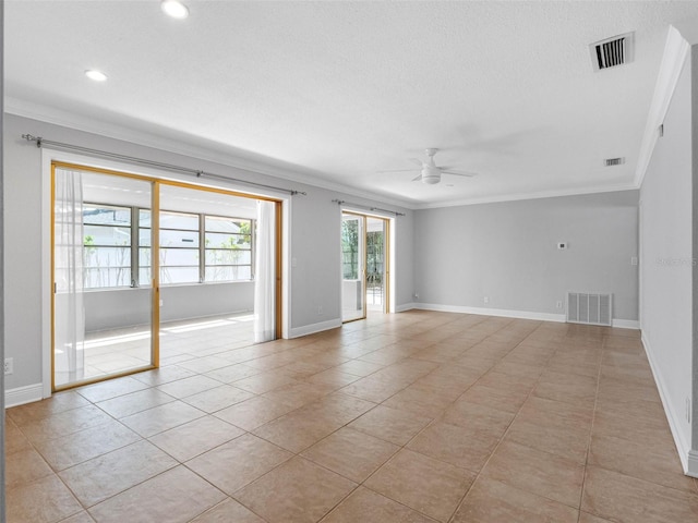 1701 38th St N, Saint Petersburg, FL 33713 - unfurnished room featuring ornamental molding, ceiling fan, light tile patterned floors, recessed lighting, and baseboards
