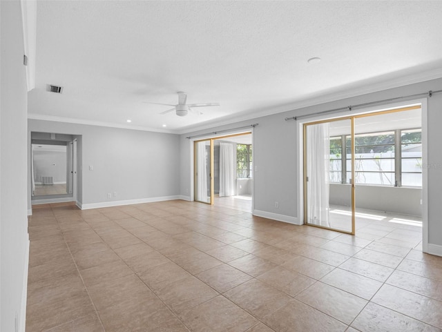 1701 38th St N, Saint Petersburg, FL 33713 - unfurnished room featuring ornamental molding, a ceiling fan, light tile patterned floors, baseboards, and recessed lighting