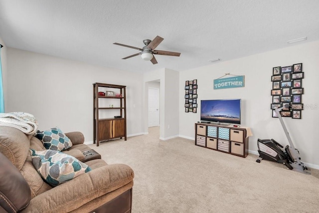 14643 Brumby Ridge Ave, Lithia, FL 33547 - living room with ceiling fan, baseboards, and carpet floors