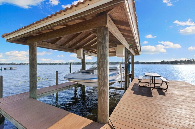 18258 Wayne Rd, Odessa, FL 33556 - dock area with boat lift and a water view
