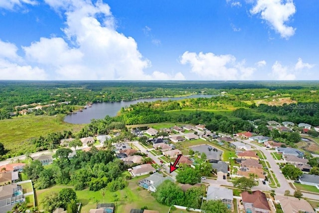 1212 Baycove Ln, Lutz, FL 33549 - aerial view of property's location with a nearby body of water, a forest, and nearby suburban area