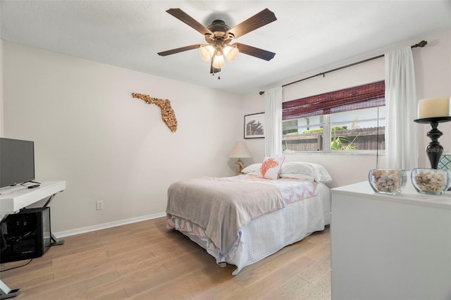 60 Lakeview Ct, Palm Harbor, FL 34683 - bedroom with light wood-type flooring, ceiling fan, and baseboards