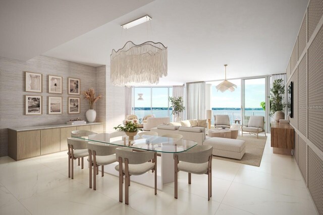 805 S Gulfview Blvd Unit 602A, Clearwater, FL 33767 - dining space with a water view and a wall of windows