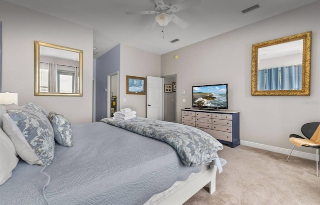 8701 Lake Calm Ln, Odessa, FL 33556 - bedroom featuring light carpet, baseboards, and a ceiling fan