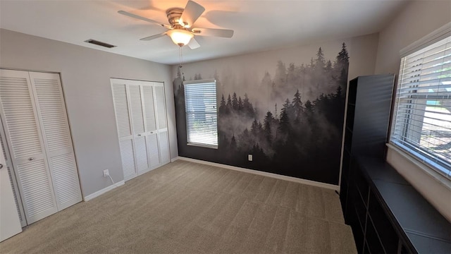 4021 19th St N, Saint Petersburg, FL 33714 - unfurnished bedroom featuring multiple closets, multiple windows, carpet floors, and baseboards