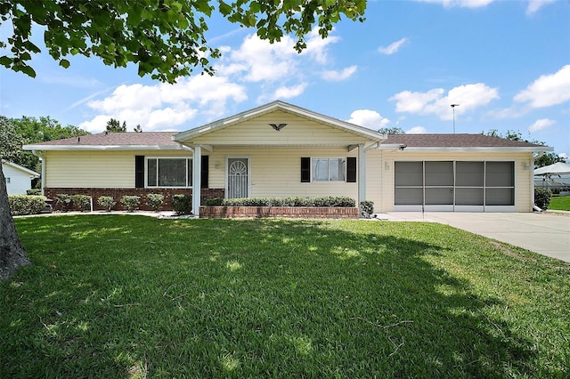 9755 SE 176th St, Summerfield, FL 34491 - single story home featuring concrete driveway, a garage, a front lawn, and brick siding