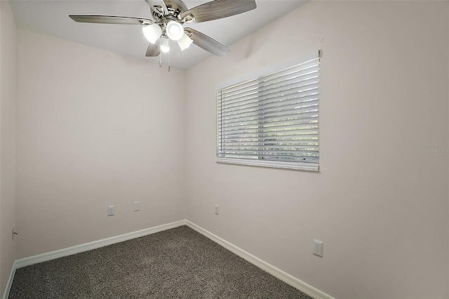 9755 SE 176th St, Summerfield, FL 34491 - spare room featuring baseboards, ceiling fan, and dark colored carpet