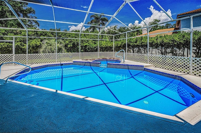 1516 E Lake Woodlands Pkwy, Oldsmar, FL 34677 - view of pool with glass enclosure and a pool with connected hot tub