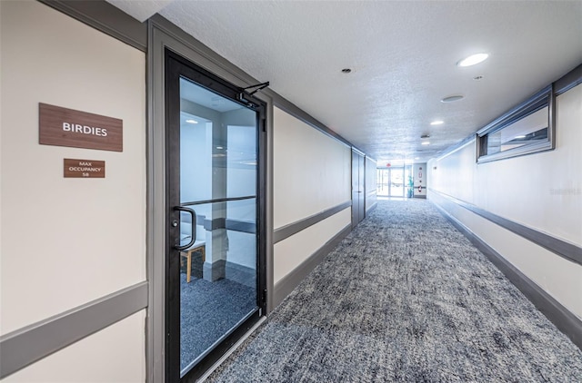 1516 E Lake Woodlands Pkwy, Oldsmar, FL 34677 - corridor with carpet flooring, a textured ceiling, and recessed lighting