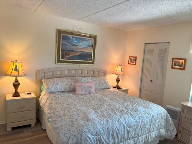 303 Meadow Ln, Oldsmar, FL 34677 - bedroom featuring wood finished floors, a closet, and a textured ceiling