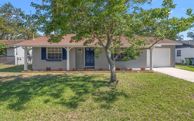 2613 E 113th Ave, Tampa, FL 33612 - single story home with concrete driveway, an attached garage, a porch, and a shingled roof