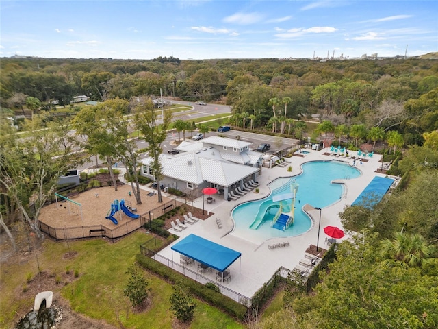 6974 Holly Heath Dr, Riverview, FL 33578 - bird's eye view of a pool and a forest