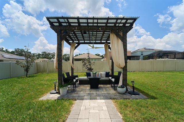 10826 Trailing Vine Dr, Tampa, FL 33610 - view of patio / terrace featuring a pergola and an outdoor living space