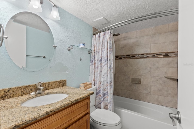4032 Cortez Dr Unit A, Tampa, FL 33614 - full bath with a textured wall, vanity, shower / tub combo, toilet, and a textured ceiling