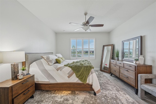 19183 Coastal Shore Ter, Land O Lakes, FL 34638 - bedroom featuring multiple windows, a ceiling fan, and light wood-type flooring